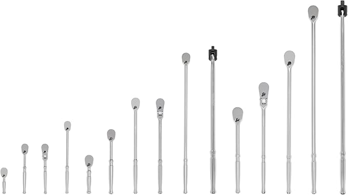 TEKTON 1/4, 3/8, 1/2 Inch Drive Non-Quick-Release Ratchet and Breaker Bar Set (15-Piece) | SDR99901