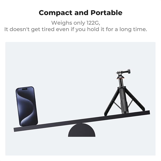 K&F CONCEPT 58.5cm/23" Selfie Stick Tripod, Portable Vlog Handle Grip Action