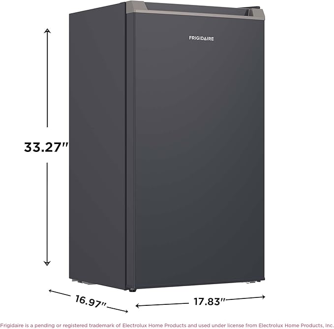 Frigidaire Mini Refrigerator, Compact Freezer Compartment, Adjustable Thermostat Control, Reversible Door, Contemporary Series, 3.2 cu ft, Black