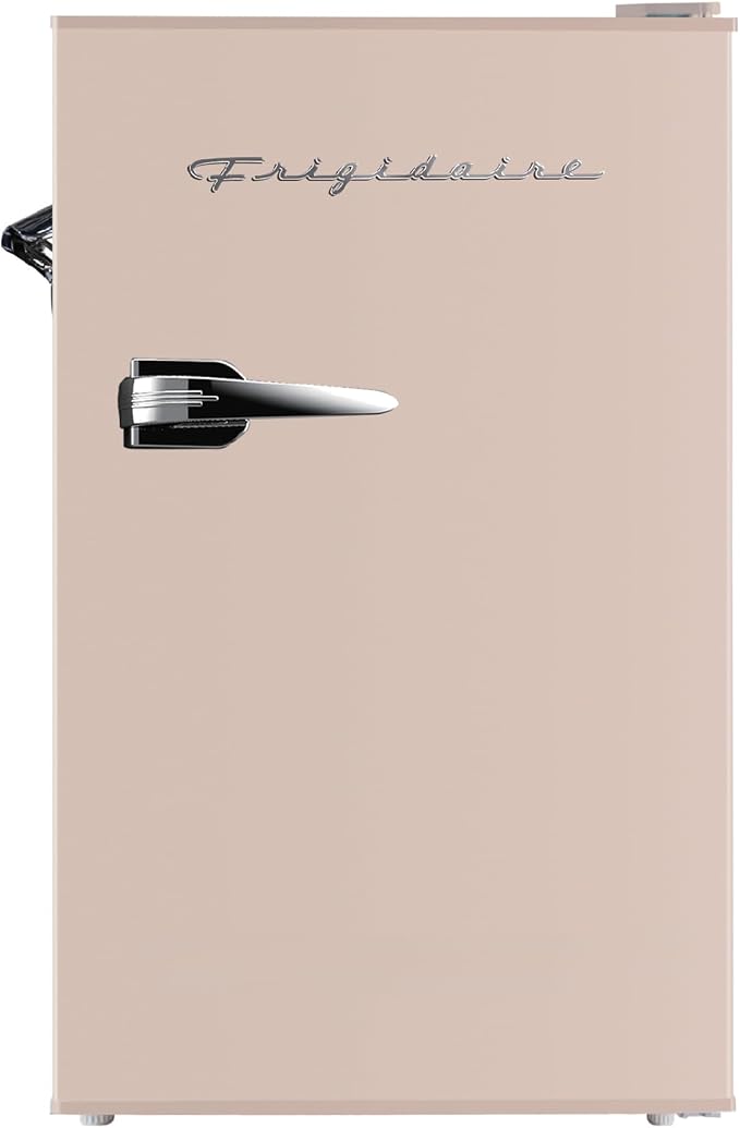 Frigidaire Retro Compact Fridge with Chiller, 3.2 cu ft Countertop Fridge with Built-In Bottle Opener, Compact Refrigerator for Office, Bedroom, Dorm Room or Cabin - 16.5" D x 19" W x 31" H (Coral)