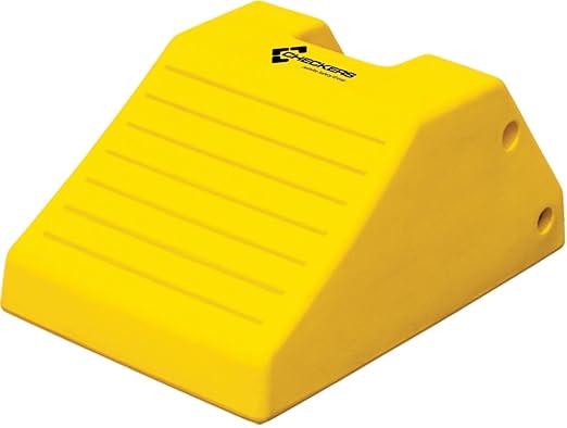 Checkers Heavy Duty Wheel Chocks for 95"-142" Tires, One Large Tire Chock for Haul Trucks, Loaders, and Cranes, 427 Ton Capacity, Lightweight HDPE, Made in the USA, Yellow, MC3012