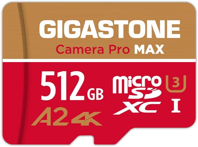【5-Years Data Recovery】 GIGASTONE 512GB Micro SD Card, 4K Camera Pro MAX