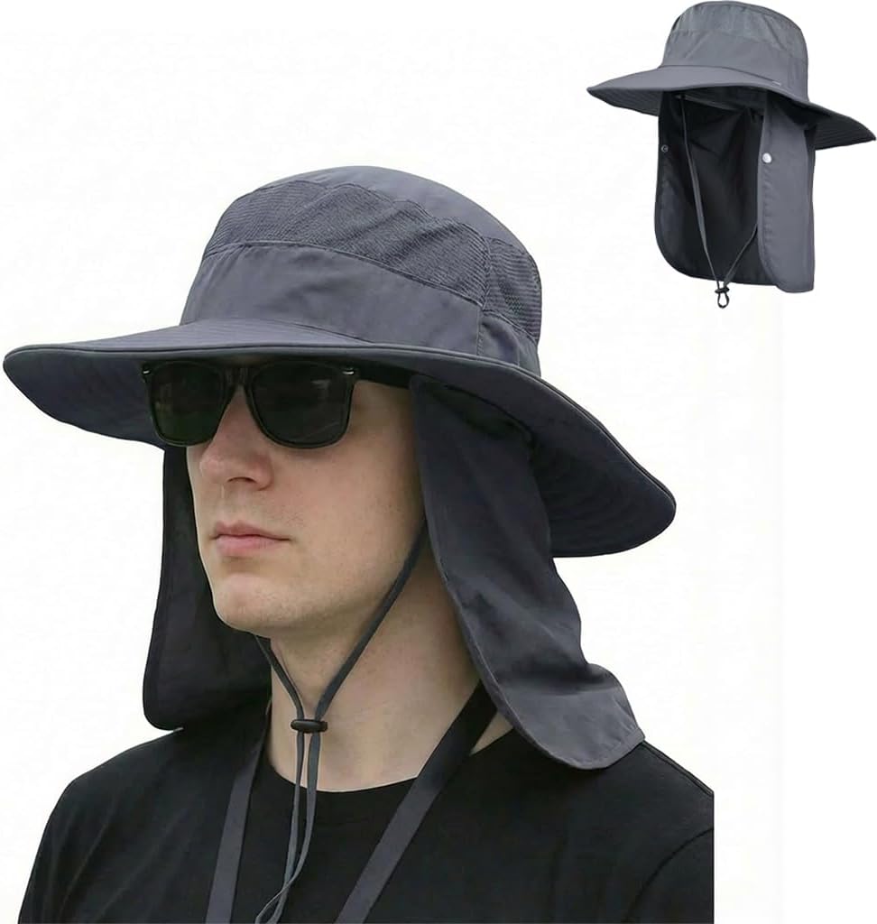 Sun Hat - Wide Brim Bucket Hat for Men & Women | Outdoor Fishing Hat with UV Protection & Detachable Face Cover