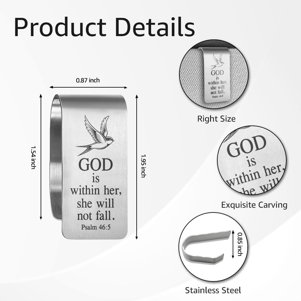 Psalm 46:5 Car Visor Clip, Christian Faith Visor Clip for Women