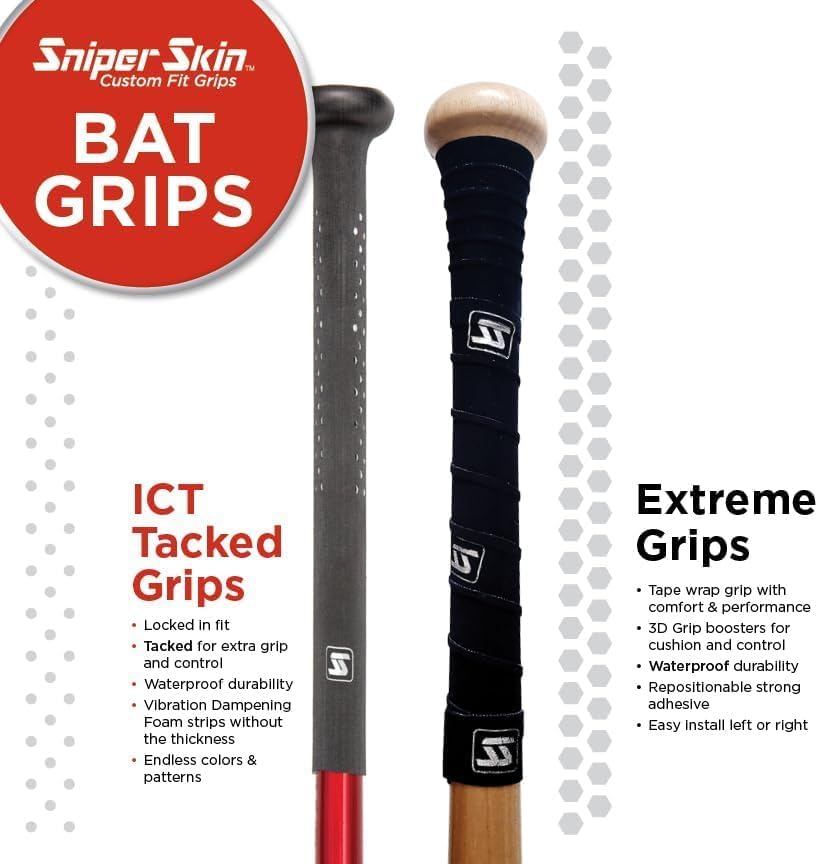Sniper Skin Baseball Grip - Heat-Activated Non-Slip Design for Easy Installation | Durable Custom Fit Wrap