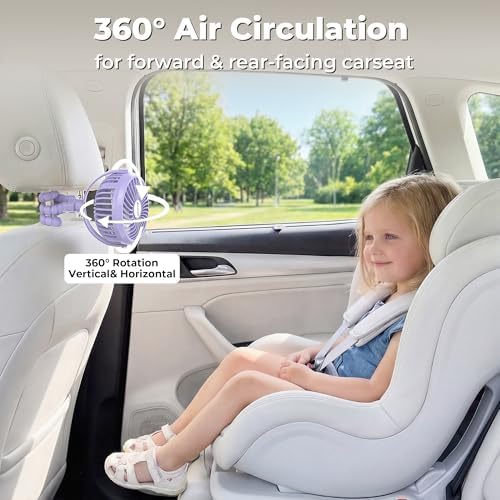 AMACOOL Battery Operated Stroller Fan, Portable Clip On Fan Rechargeable