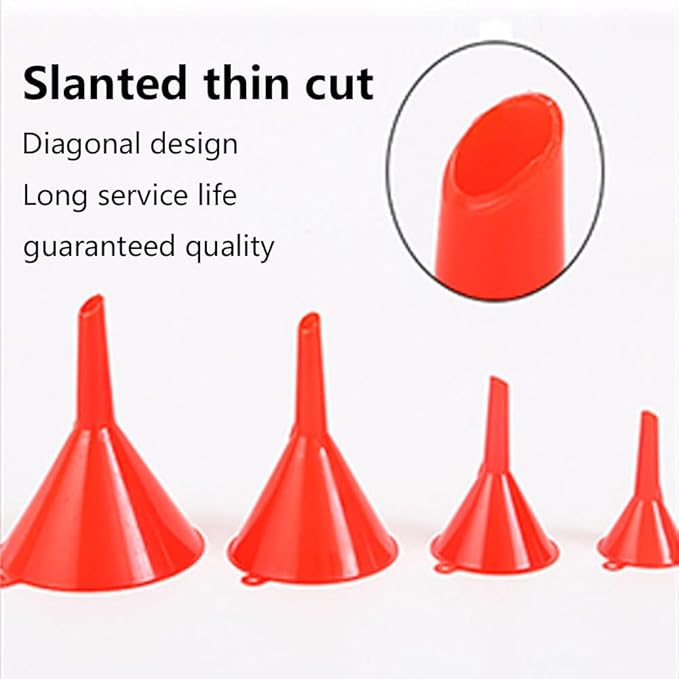 4pcs/set Kitchen Funnel for Filling Bottles Kitchen Funnel Wide Mouth PP Home Lab Flask Powder(Red)