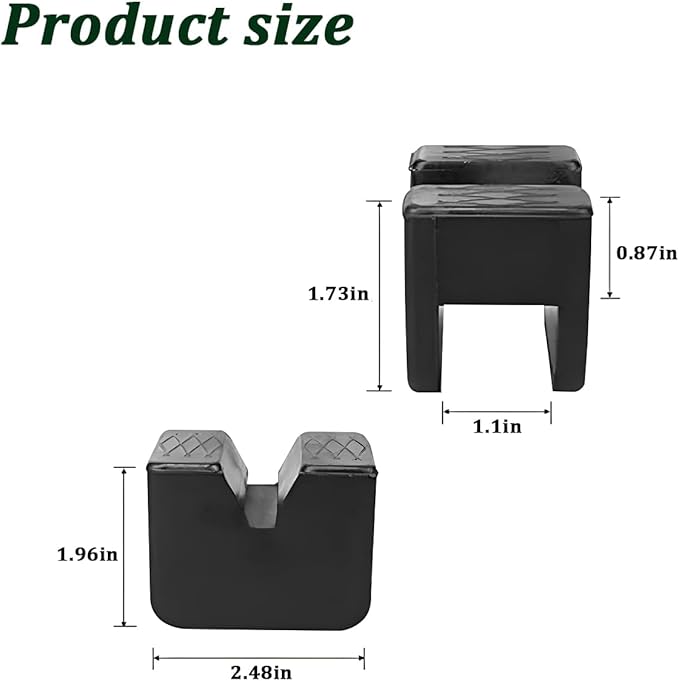 4PCS Car Jack Stand Pad, Rubber Anti-Slip Floor Jack Support Adapter with Grooved Design, Vehicle Slotted Pinch Weld Side Frame Rail Protector, Universal Automotive Accessories