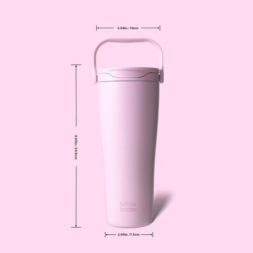 BOTTLE BOTTLE Insulated Tumbler - 30oz Stainless Steel Water Bottle with Handle & Straw Lid | BPA-Free, Pink