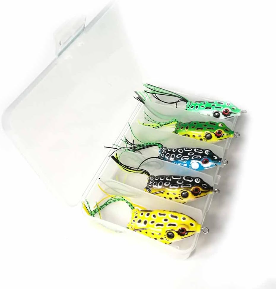 Skiennix Frog Lure Set - 5 Pcs Topwater Fishing Crankbait Soft Bait for Bass & Snakehead | 5.5CM 8G
