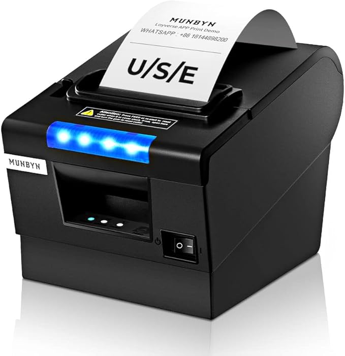MUNBYN Receipt Printer P068, 3 1/8" 80mm Direct Thermal Printer, POS Printer