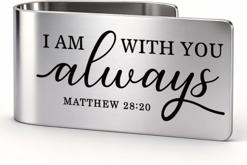 I Am with You Always Visor Clip for Cars, Matthew 28:20 Inspirational Gifts for Son Daughter, Christian Gifts for Women Men, Religious Car Charm for New Driver, Car Visor Accessories (Large)