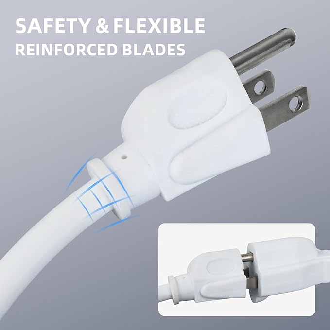 EP 100 Ft Outdoor Extension Cord - 16/3 SJTW White Electrical Cable with 3 Prong Grounded Plug