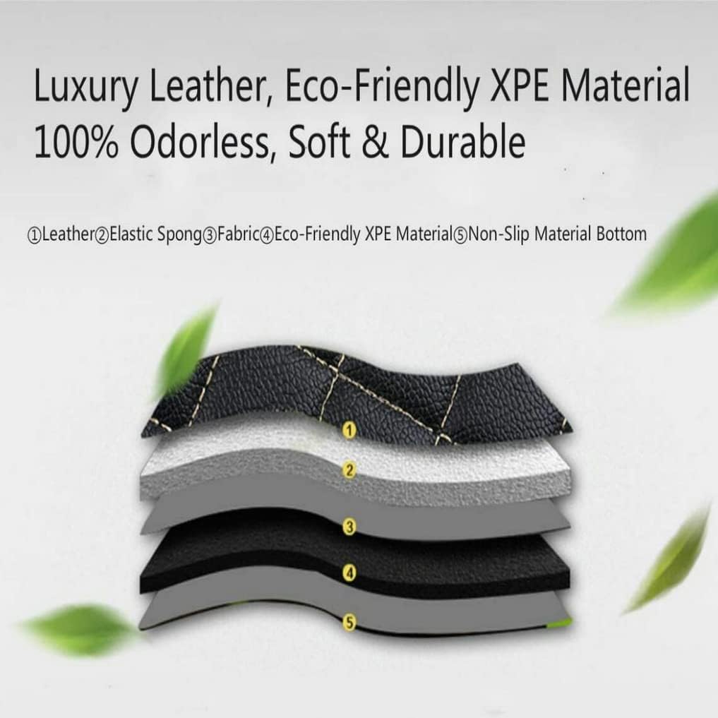 Custom All-Weather Protection Leather Car Floor Mats for Cars Sedan SUV Sports Car Waterproof Floor Mat (Black+Gray)