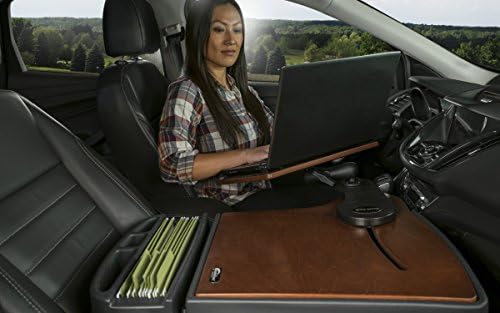 AutoExec Reach Car Desk for Your Vehicle Workstation and Mobile Office, Front Seat, Mahogany