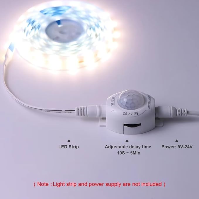 Adjustable Timer Automatic Movement Detector DC5-24V PIR Motion Sensor Light Switch Smart for Kitchen
