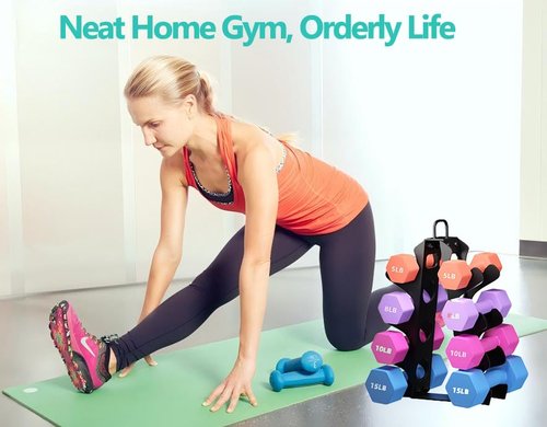 3-Tier | 4-Tier Dumbbell Rack for Dumbbells, A-Frame Weight Stand Only, Compact Space-Saving Design for Home Gym, Heavy-Duty Alloy Steel Organization Rack (DUMBBELLS NOT INCLUDED)