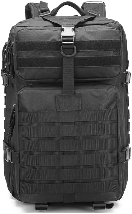 Skiennix Tactical Backpack - 45L Military Gym Bag | Large 3-Day Assault Pack for Rucking, Fishing, Camping (Black)