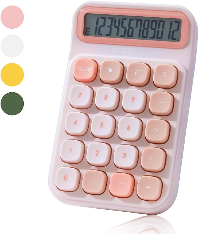 M&G Mechanical Switch Calculator, 12 Digits, Large LCD Display and Big Buttons
