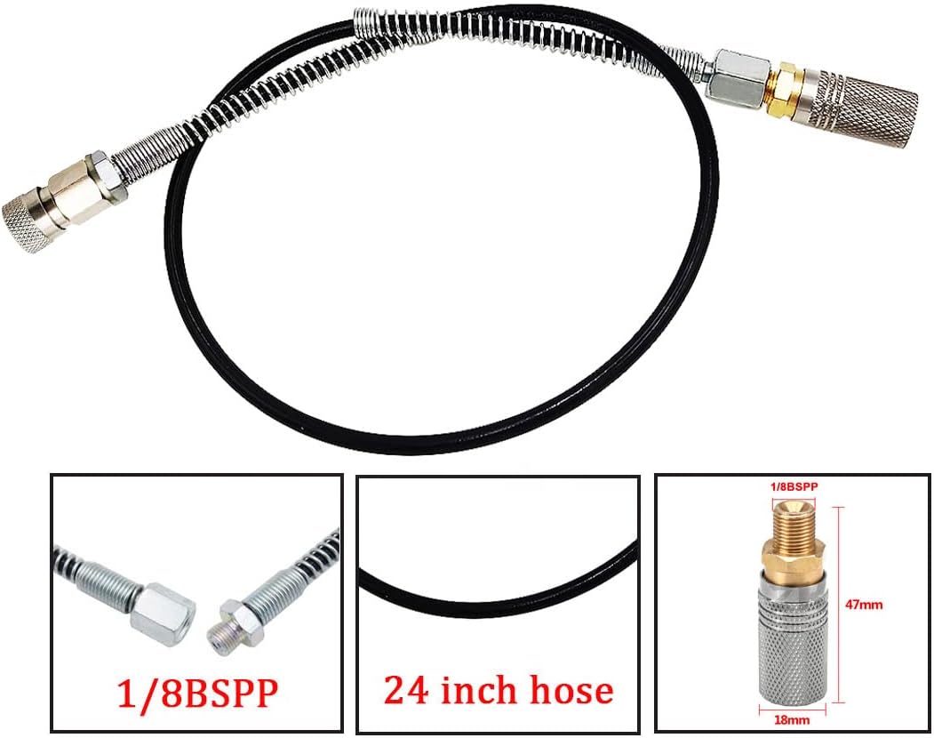 Skiennix 24-Inch PCP Paintball CO2 Charging Adapter - Micropore Hose with 1/8 BSPP & Quick Connect Female Adapter