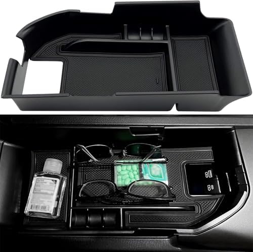 Compatible with Camry XLE or XSE 2018-2021 2022 2023 2024 & Camry LE SE 2020-2023 2024 Center Console Organizer Tray Accessories, Fit Dual USB Ports（not for 9th 2024 2025 Camry） (Black)