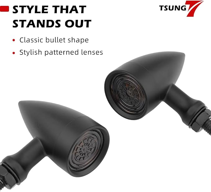TSUNG Universal Motorcycle LED Turn Signals Small Bullet Front Rear Blinkers