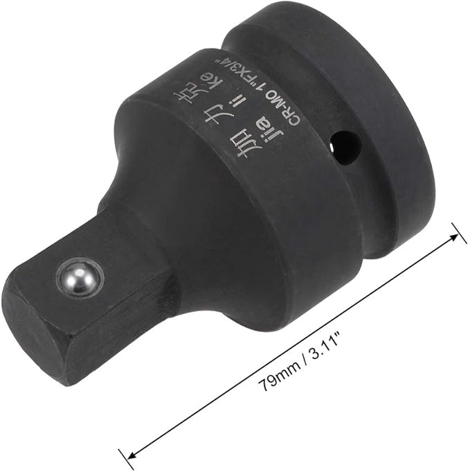 uxcell 1" Drive (Female) x 3/4" (Male) Impact Socket Reducer for Use with Air Impact Drivers, Breaker Bars, Ratchets, CR-MO Steel