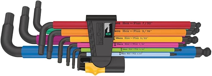 Wera 05022640001 950/9 Hex-Plus Multicolour Imperial 2 L-Key Set, Imperial, BlackLaser, 9 Pieces