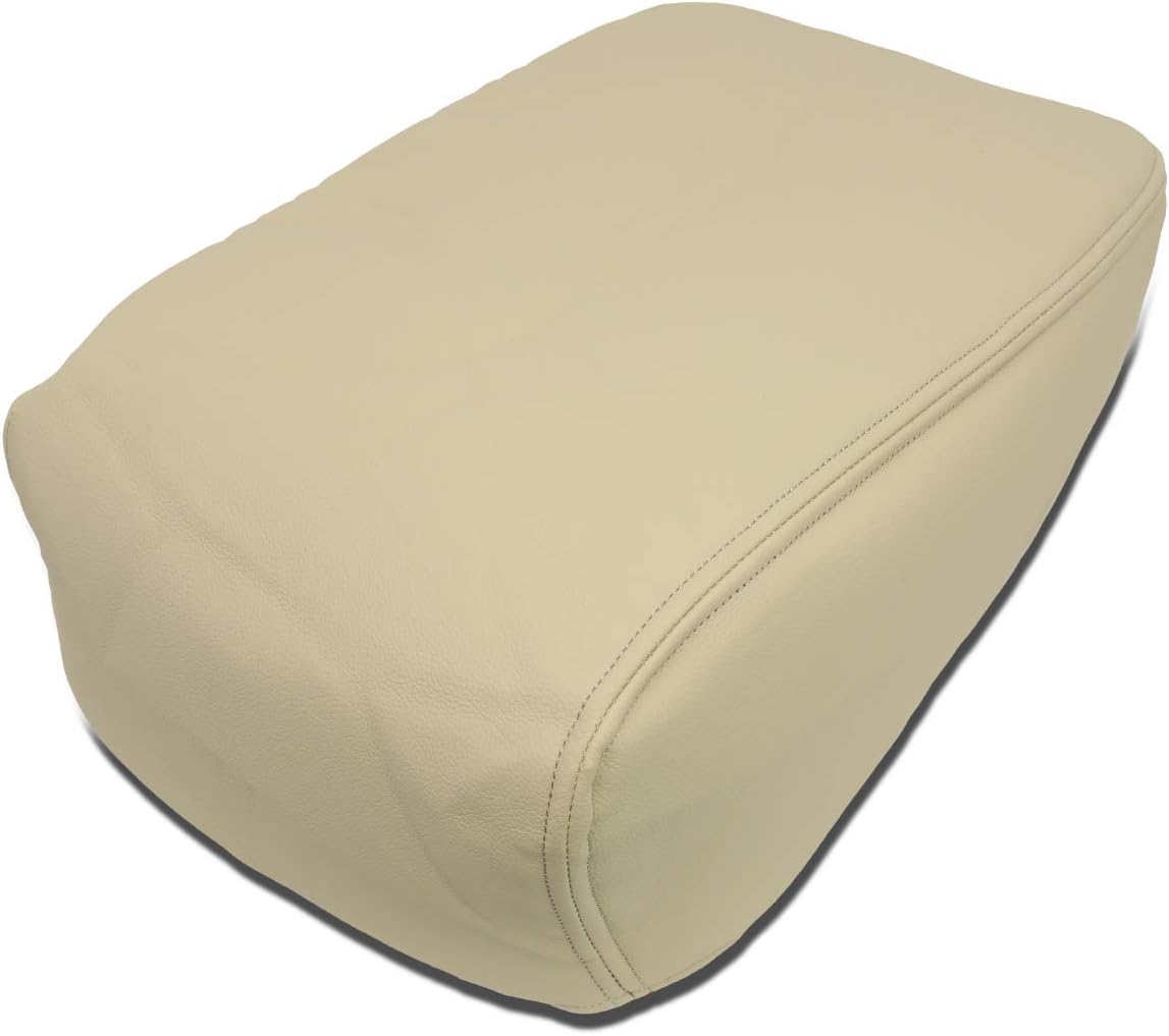 DNA MOTORING Center Console Armrest Cover Compatible with 07-14 Silverado Sierra 1500 2500HD 3500HD / Suburban/Tahoe/Yukon, Beige Leather Armrest Lid Covering, ZTL-Y-0067