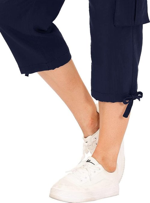 MoFiz Women's Capris - Lightweight Casual Pants with Pockets | Loose Fit Cargo for Hiking