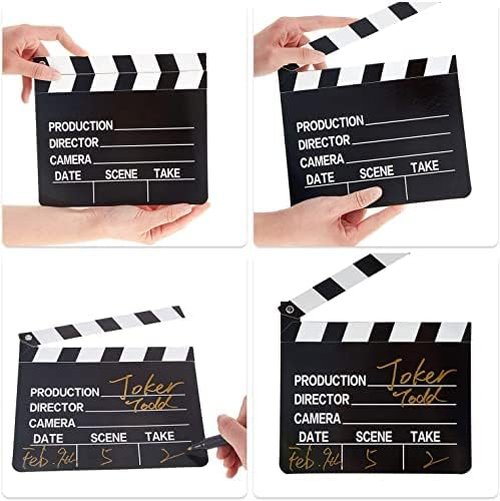 BBTO Movie Film Clap Board - 10 Pieces Writable Directors Clapper | 7 x 8 Inch Black & White