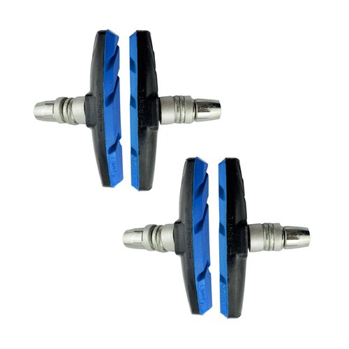 AHL 2pairs Complete Sport Bike Brake Shoes Bicycle Brake Pads Set,69mm for Cruiser MTB Mountain Bicycle Universal V-Brake Blocks with Hex Nut and Shims, No Noise No Skid (Blue)