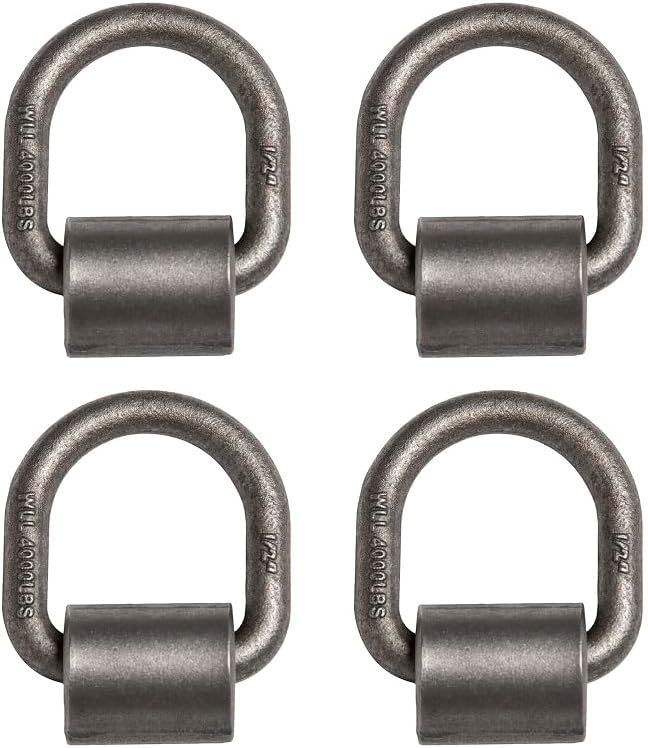 4 Pack - Hi Gear 1/2-inch 12000 Lbs Load Capacity Weld-on Flip D-Ring Anchor Flatbed Truck Trailer Ratchet Strap Cargo Tie Down