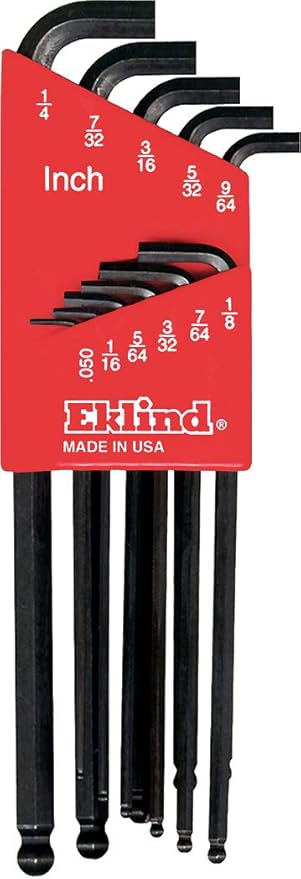 EKLIND 13111 Stubby-Ball-Hex-L Key allen wrench - 11pc set SAE Inch Sizes .050-1/4 Long series