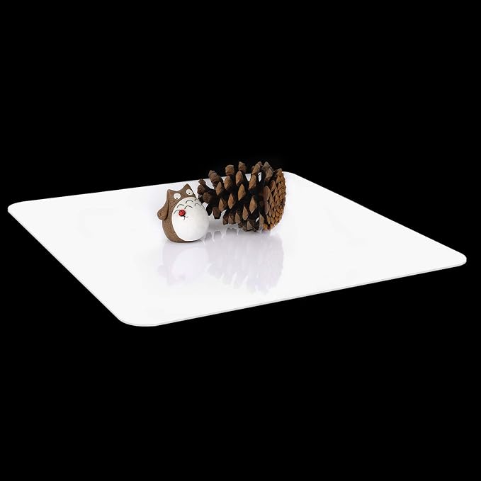 KINJOEK 12 x 12 Inch Acrylic White & Black Reflective Display Table Riser