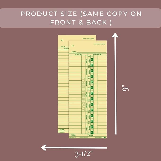 Time Clock Cards Front Load Manual Time Cards
