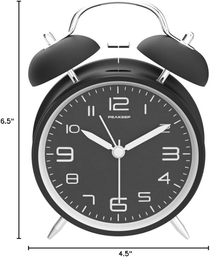 Peakeep 4 Inches Twin Bell Loud Alarm Clock