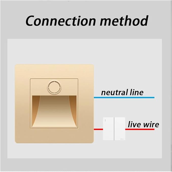 3W Motion Sensor Stair Lights 3000K Recessed LED Step Light Indoor Stair Step Wall Lamp Staircase Bedroom Decoration 10Pcs White (Gold 1Pcs)