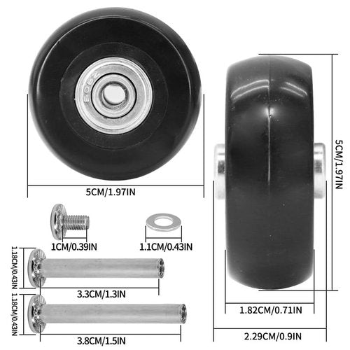 luckclub 4 Pcs Luggage Wheels Replacement 50x23mm/1.96×0.9in Suitcase Wear-Resistant Repair Wheels for Luggage.L106