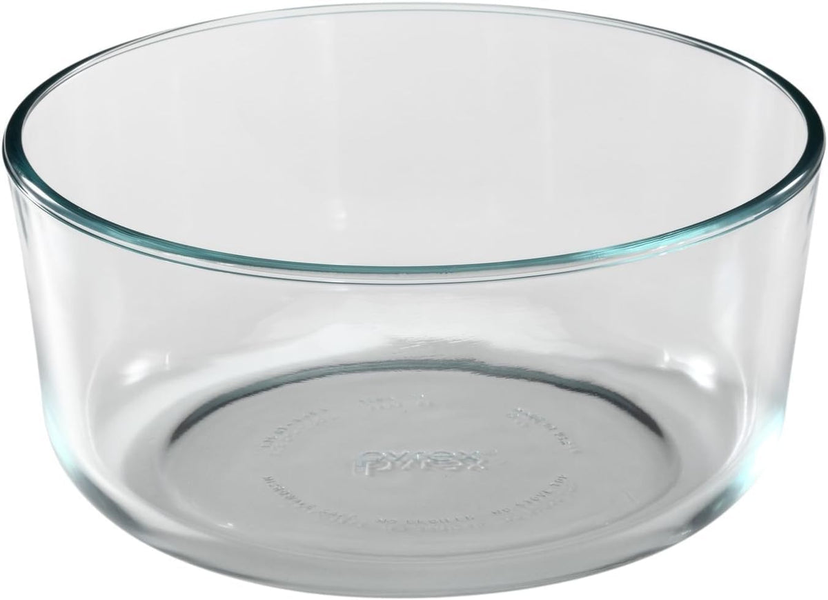 Pyrex 7203 7-Cup Glass Bowls and 7402-PC Blue Lids (2-Pack) - Made in USA | BPA-Free Plastic | Secure Seal | Non-Porous Material | Stackable Design | Refrigerator Safe