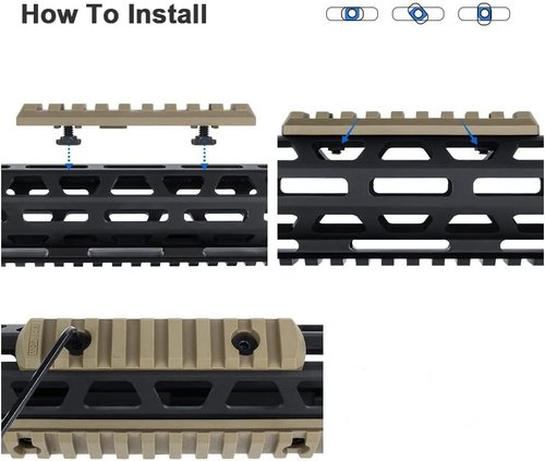 Aecktech Polymer Rail Sections - Lightweight 5-Slot, 7-Slot, 9-Slot, 11-Slot, 13-Slot with 10 Nuts & Wrench | 5 Pieces (Tan)