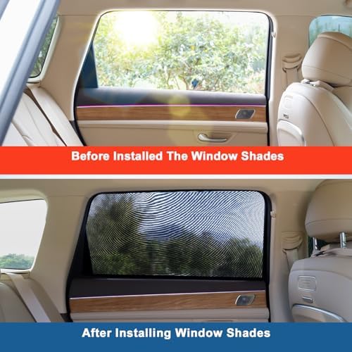 Upgraded Car Rear Side Window Shades, Breathable Mesh Stretch Window Covers Screens for Camping, UV Protection, Block Sun Glare,Privacy Protection,Fit for 97% of Cars -2 Pack