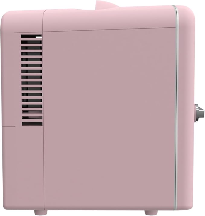 Frigidaire EFMIS171 Retro Mini Portable Personal Fridge - Ideal for Home, Office or Dorm - Includes Carrying Handle, AC/DC Wall/Car Charger (Pink)