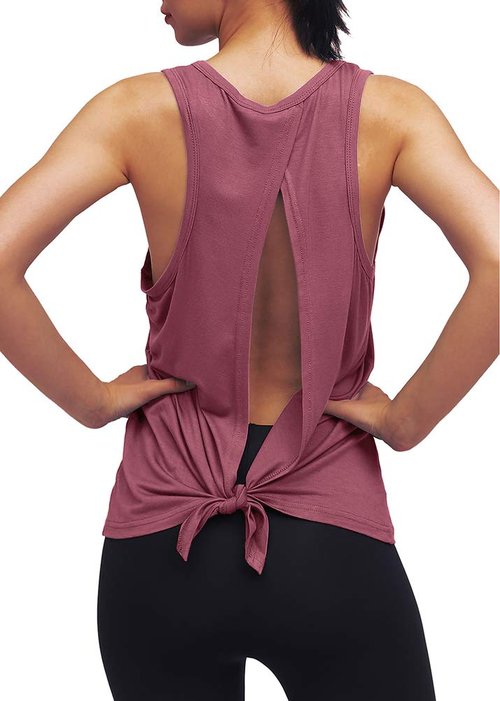 Mippo Women's Workout Yoga Shirts Backless Tank Work Out Tshirts Activewear Tops Running Tank Sports Hiking Clothes Magenta M