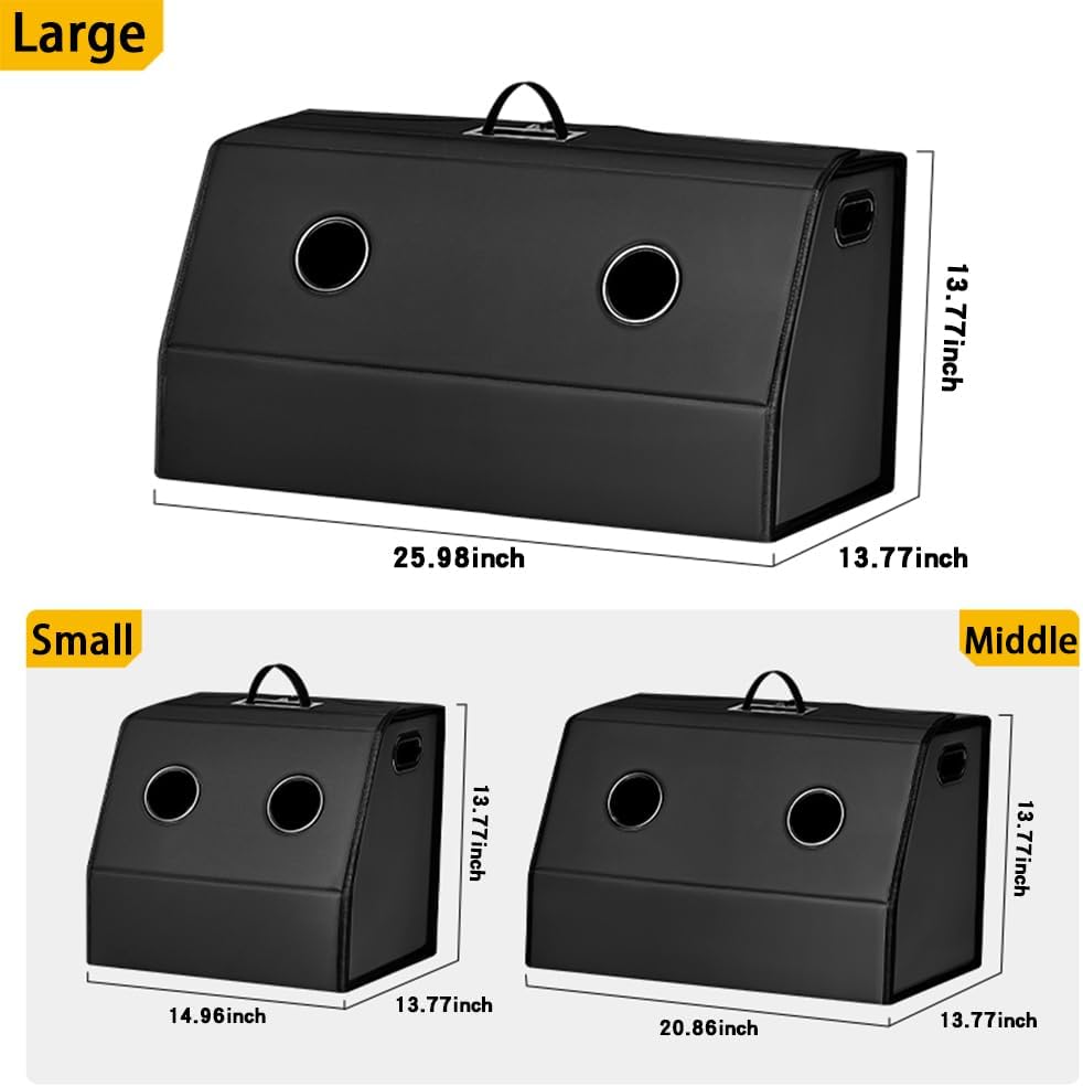 Leather Trunk Organizer,Foldable,Multi-Compartment,With Breathable Holes for Car SUV Truck MPV,Camping Picnic,Home Large 26 * 13.7 * 13.7 inch Orange