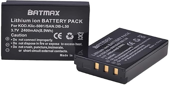 Batmax 2x 2400mAh KLIC-5001 Li-ion Battery + LCD USB Charger