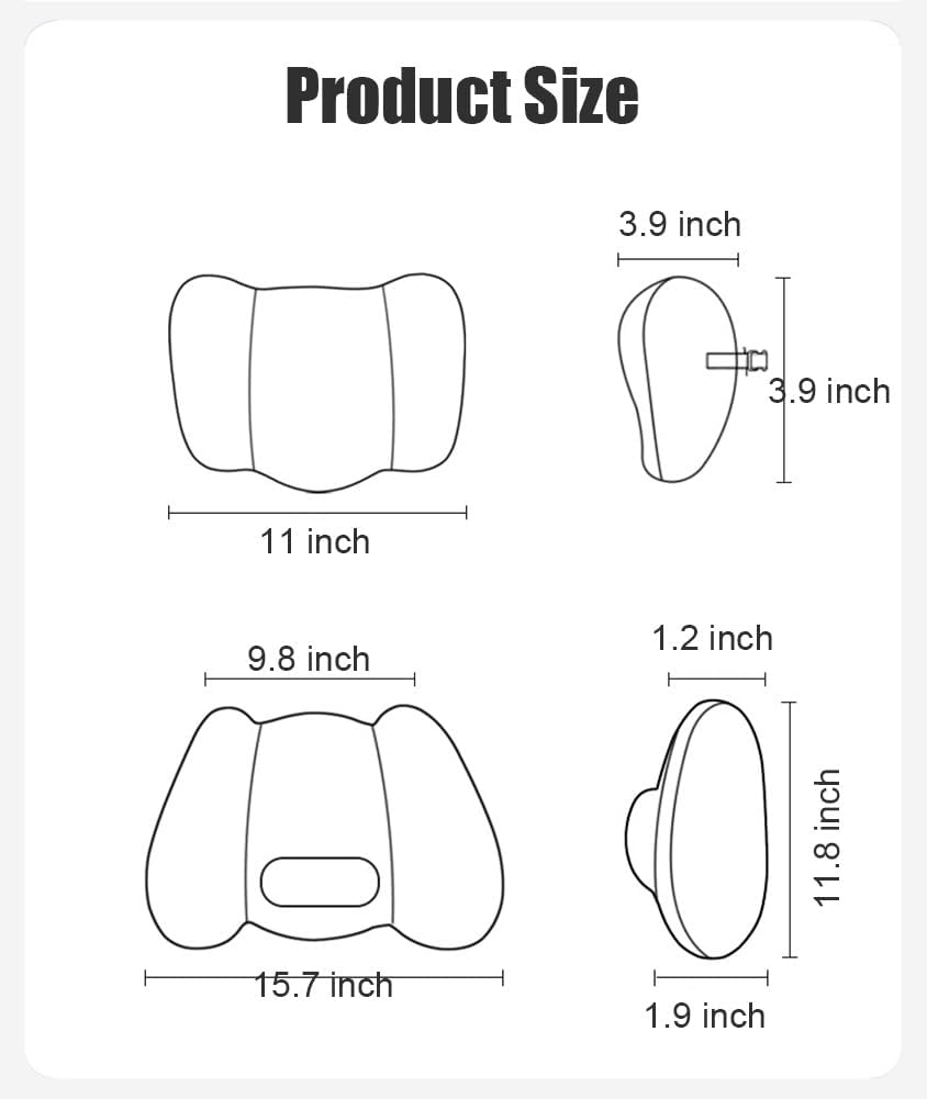 Headrest Pillow with Heat and Vibration Massage for Car Seats Office Chairs
