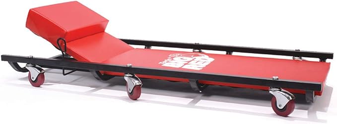 BIG RED TR6452 Torin Rolling Garage/Shop Creeper: 40" Padded Mechanic Cart with Adjustable Headrest and 6 Casters, Red