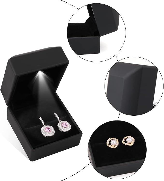 iSuperb® Ring Box Black Jewelry Case Organizer