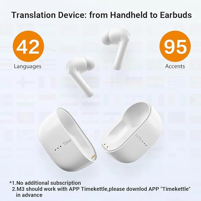 Timekettle M3 3-in-1 Language Translator Earbuds, Real-Time Translation in 43